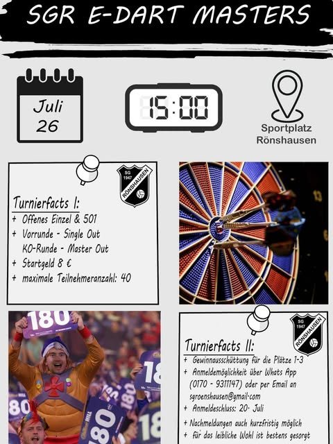Plakat zum SGR E-Dart Masters